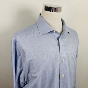 Brooks Bothers 18 36 Regent Non Iron Dress Shirt Blue Houndstooth Supima Cotton